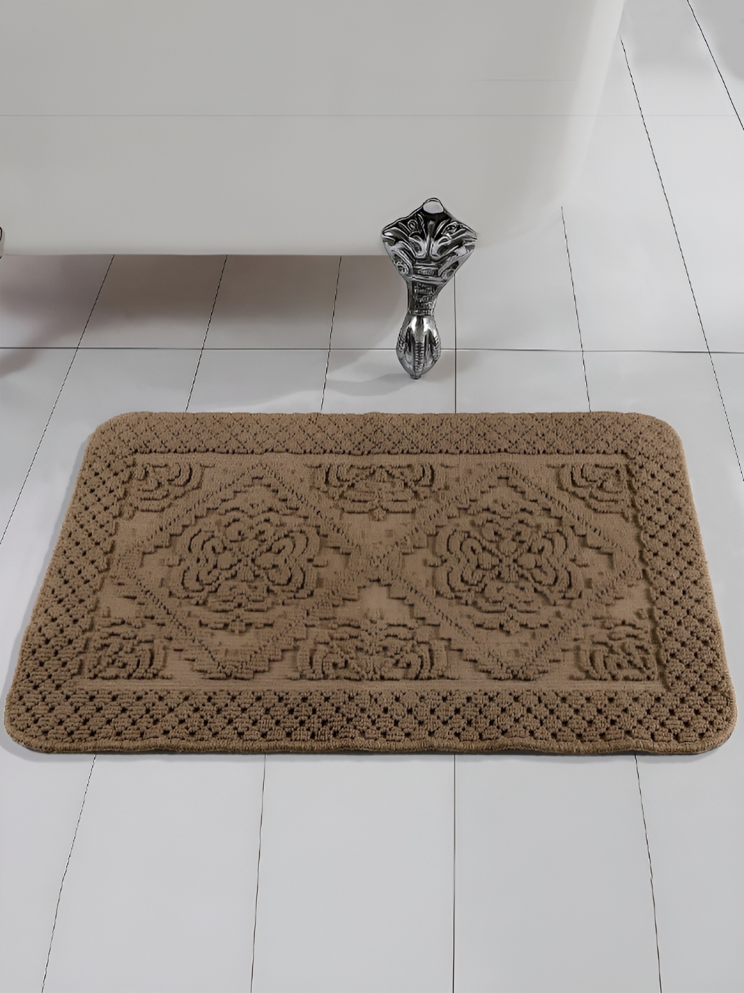 

Saral Home Brown Textured 1000 GSM Cotton Anti-Skid Bath Rug