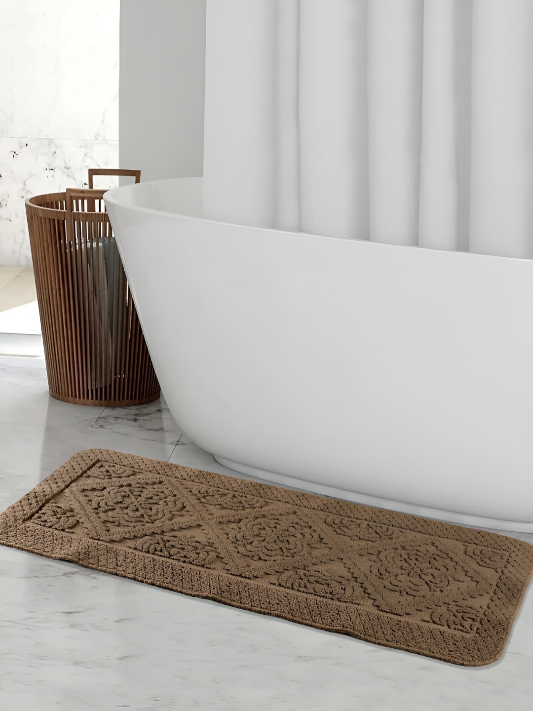 

Saral Home KAKU Brown Textured Cotton Anti Skid Runner