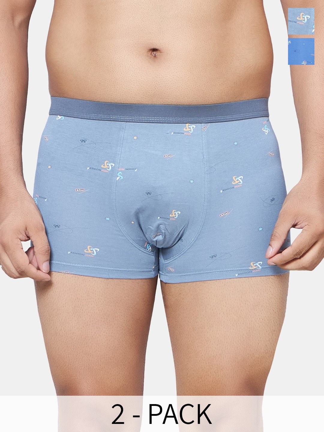 

PLUMBURY Pack Of 2 Printed Boxer, Grey