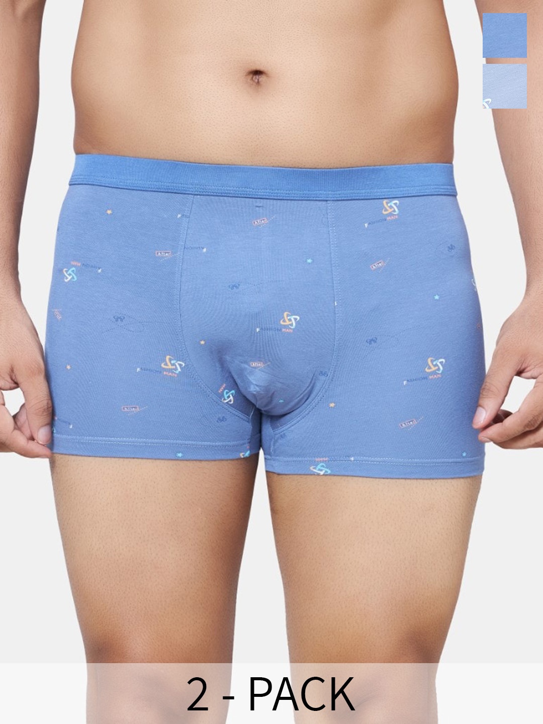 

PLUMBURY Pack Of 2 Printed Trunks PLMB/SPANTY220AGR/BLUEM-ASH GREY/BLUE