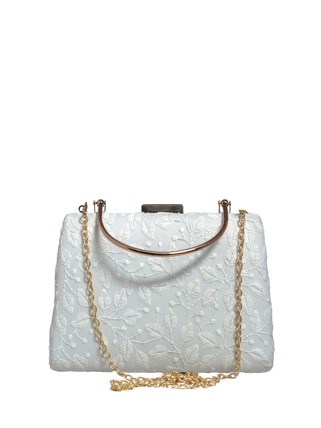 

ARTKLIM Chikankari Embroidered Box Clutch, White