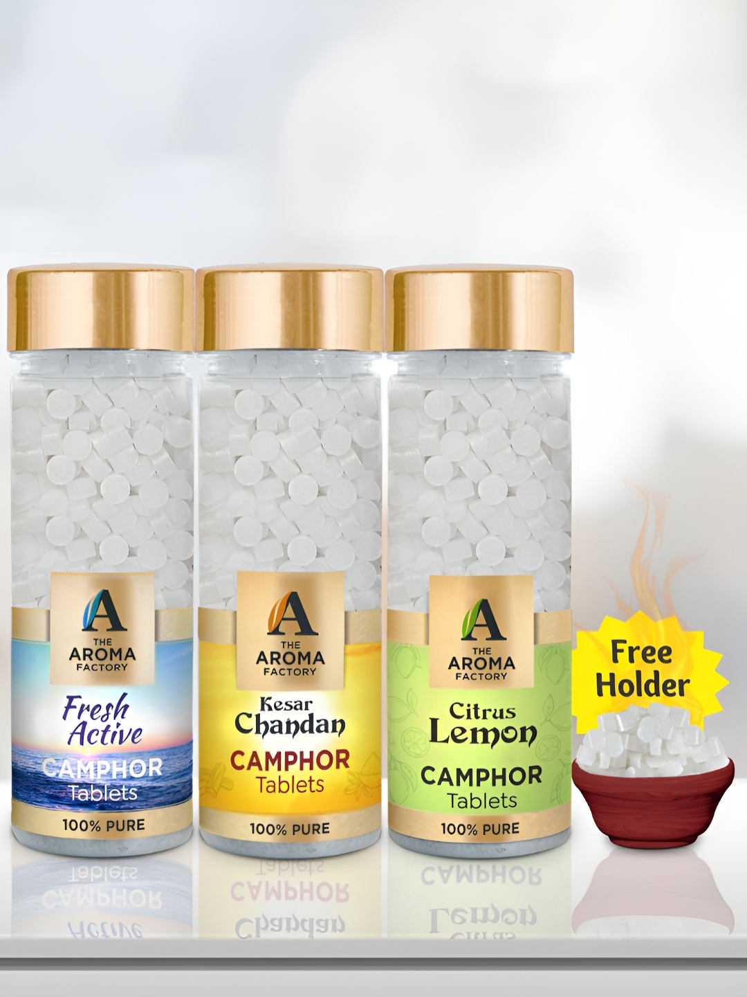 

The Aroma Factory 3-Pcs White Fresh,Chandan & Lemon Scented Camphors