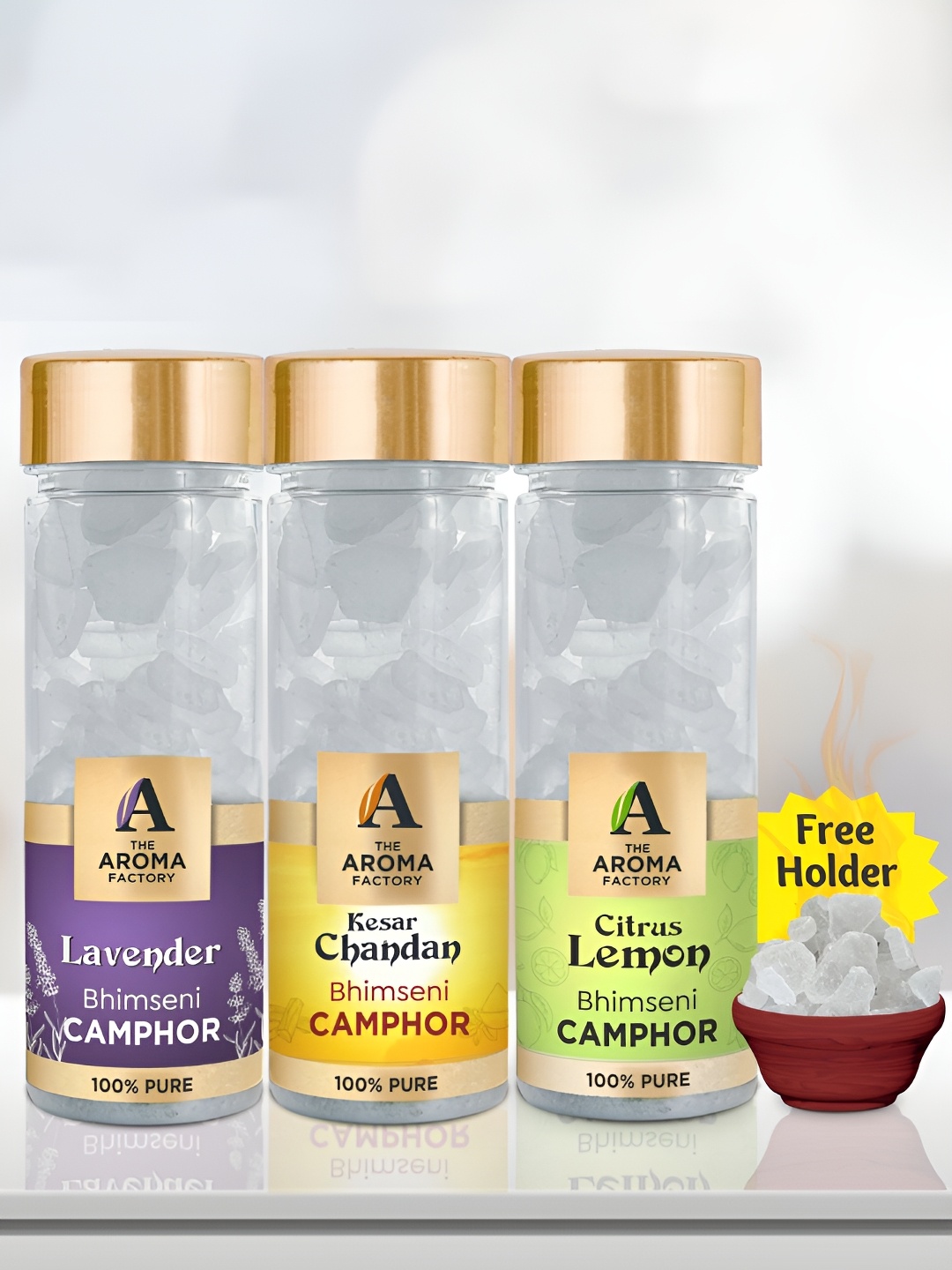 

The Aroma Factory 3-pcs White Lavender Chandan & Lemon Bhimseni Pooja Camphor