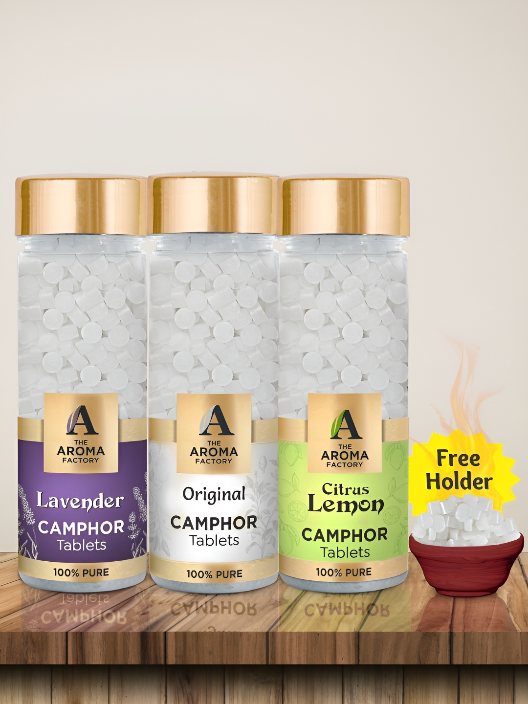

The Aroma Factory 3-Pcs White Lavender, Original & Citrus Lemon Scented Camphors