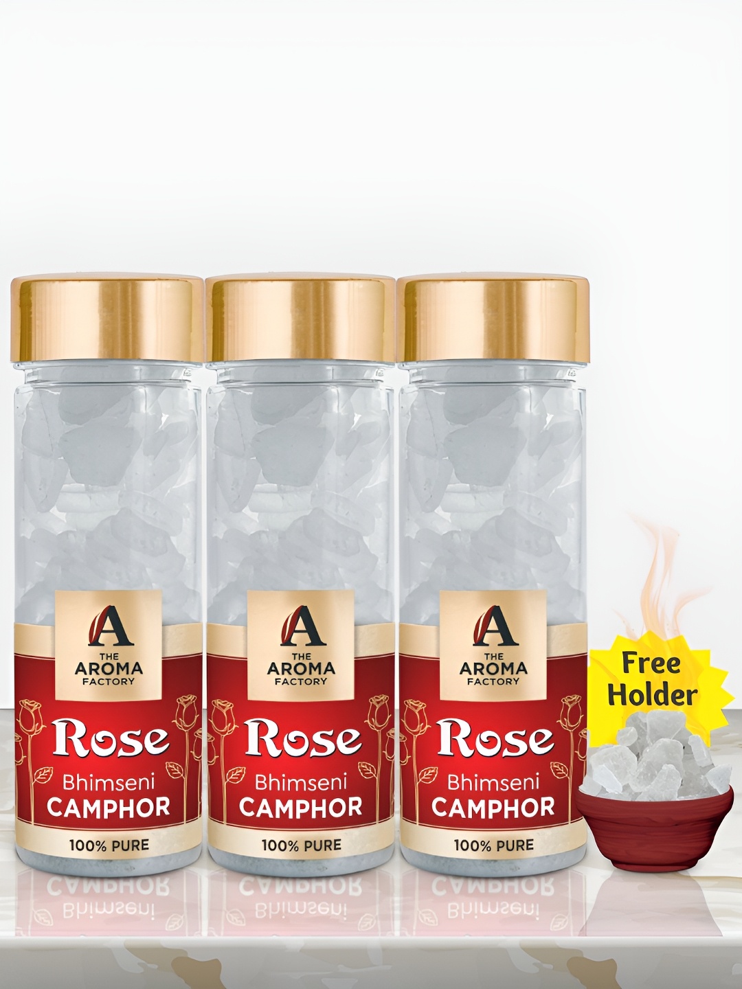 

The Aroma Factory White 3 Pieces Rose Bhimseni Pooja Camphors