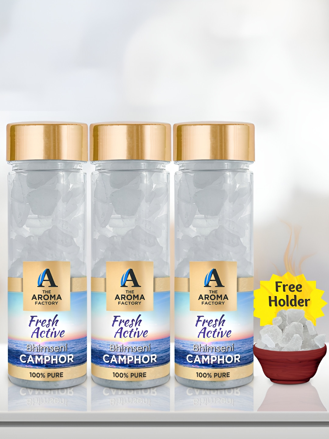 

The Aroma Factory White 3 Pieces Fresh Active Bhimseni Scented Camphors