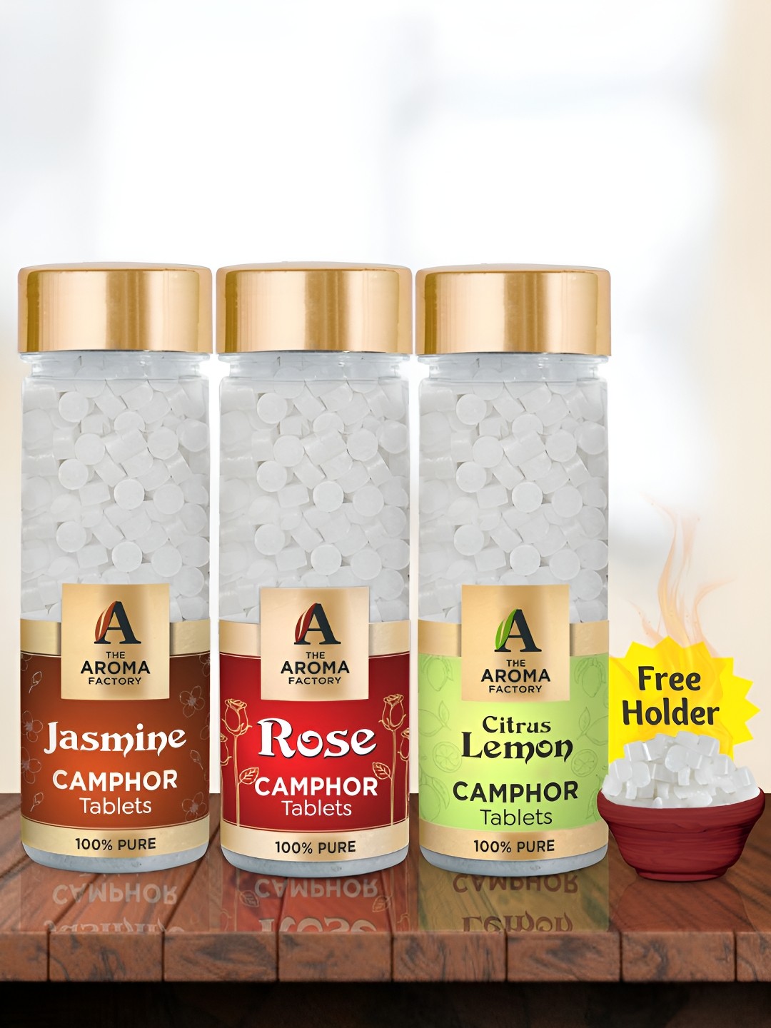 

The Aroma Factory 3 Pieces White Jasmine Rose & Citrus Lemon Pooja Camphors