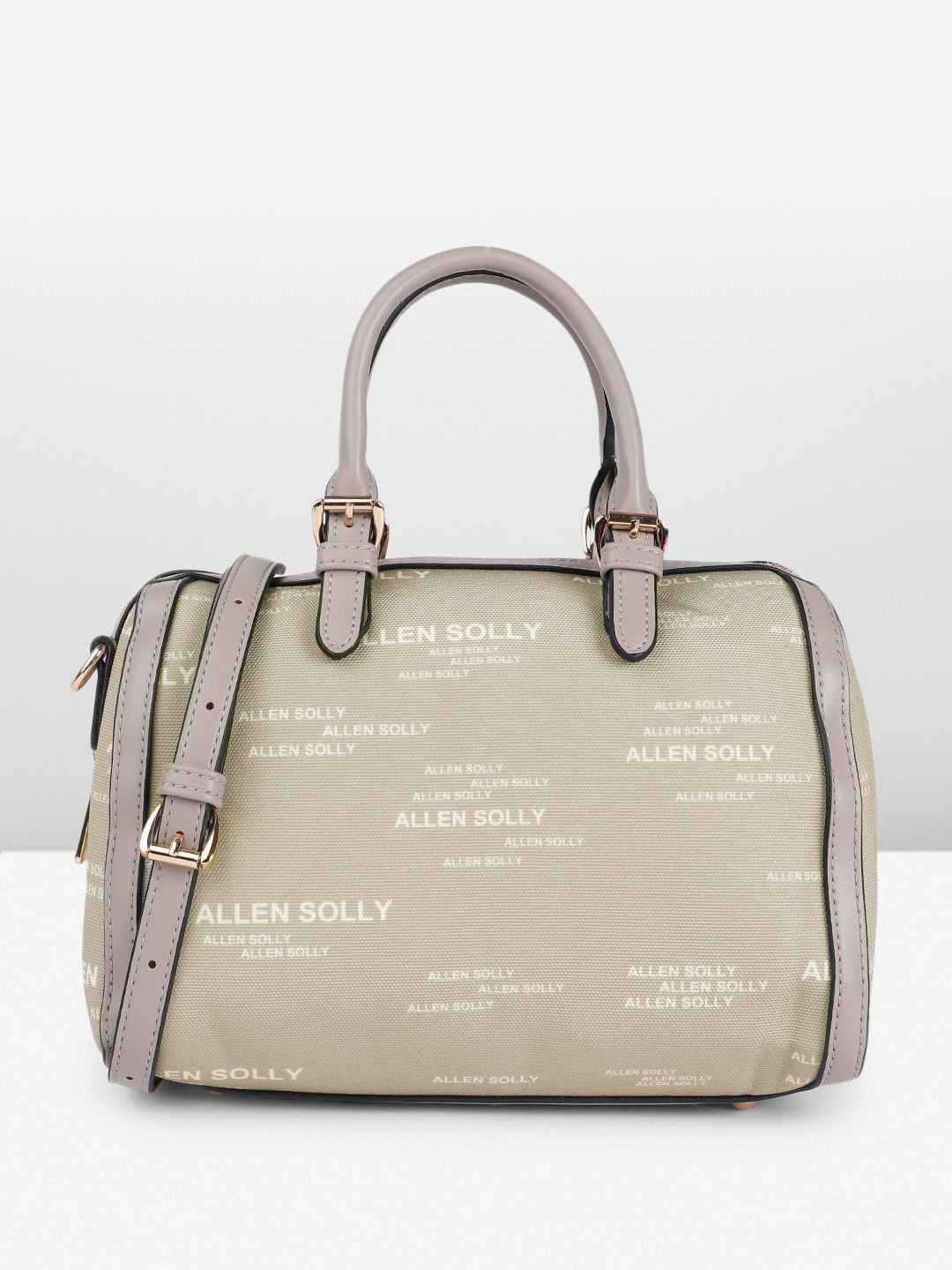 

Allen Solly Brand Logo Printed Structured Handheld Bag, Grey