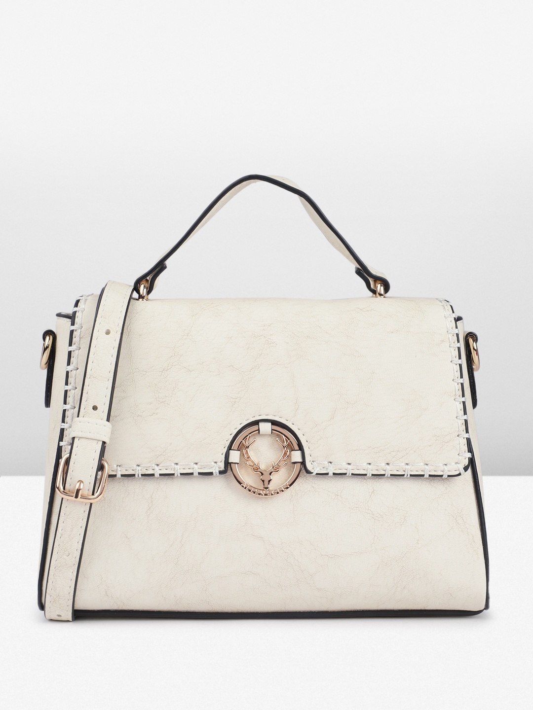 

Allen Solly Textured Structured Satchel, Off white