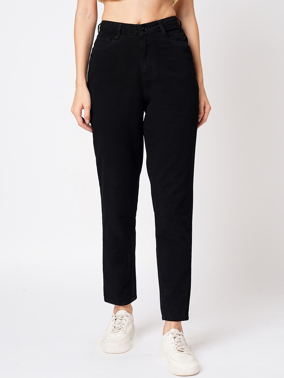 

Kraus Jeans Women Mom Fit High Rise Clean Look Jeans, Black