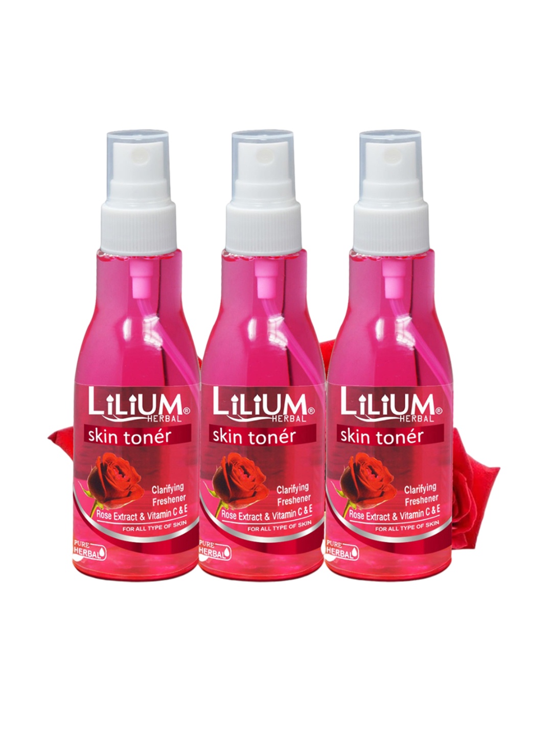 

Lilium Set Of 3 Rose Skin Toner - 100 ml Each, Nude