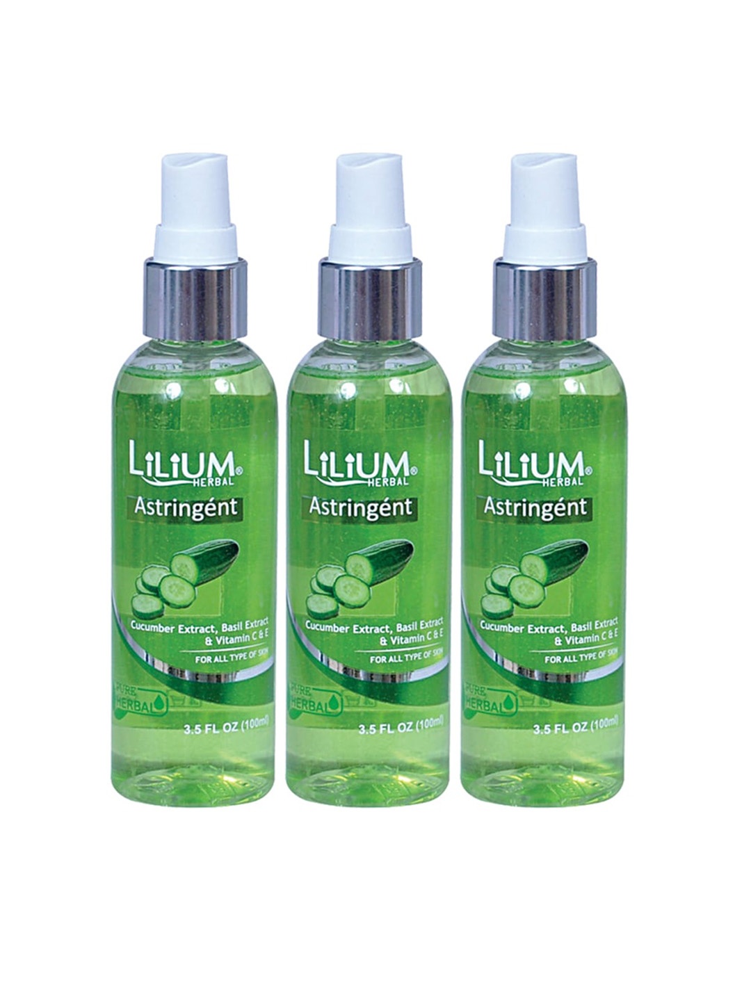 

Lilium Herbal Set Of 3 Cucumber Skin Toner For Glowing Skin - 100ml Each, Nude