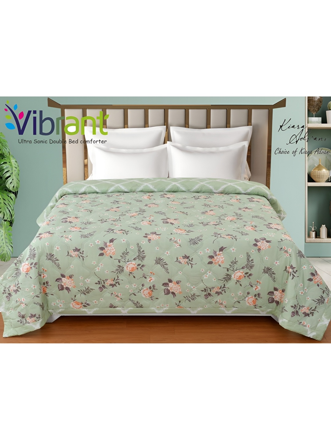 

Signature Vibrant Green 2 Pcs Floral Microfiber AC Room 350 GSM Single Bed Comforters