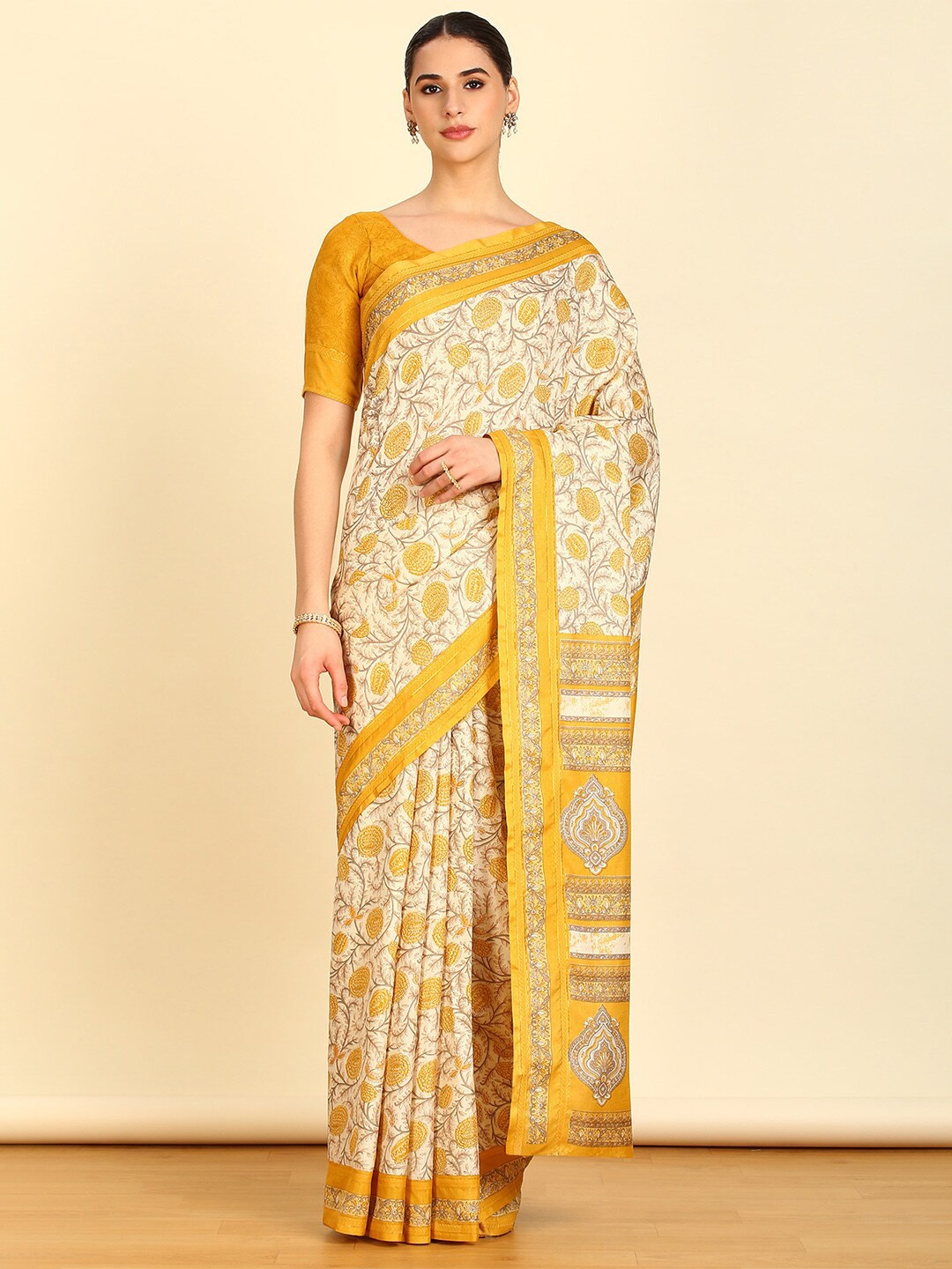 

Soch Floral Printed Saree, Yellow
