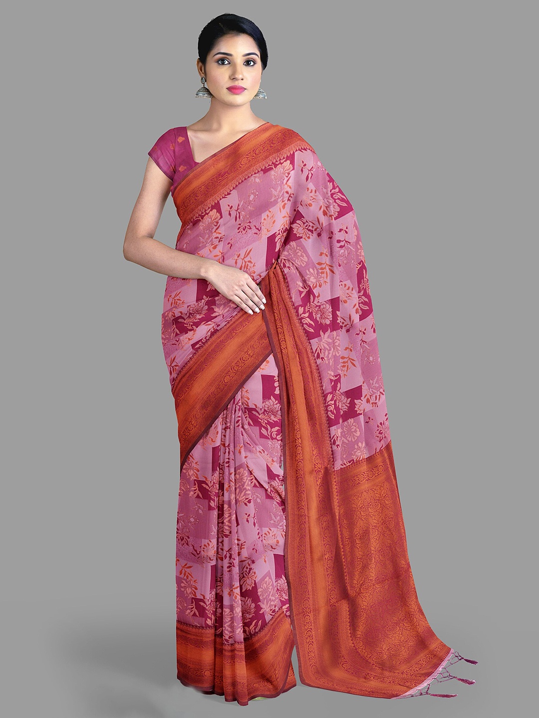 

The Chennai Silks Floral Zari Kanjeevaram Saree, Purple