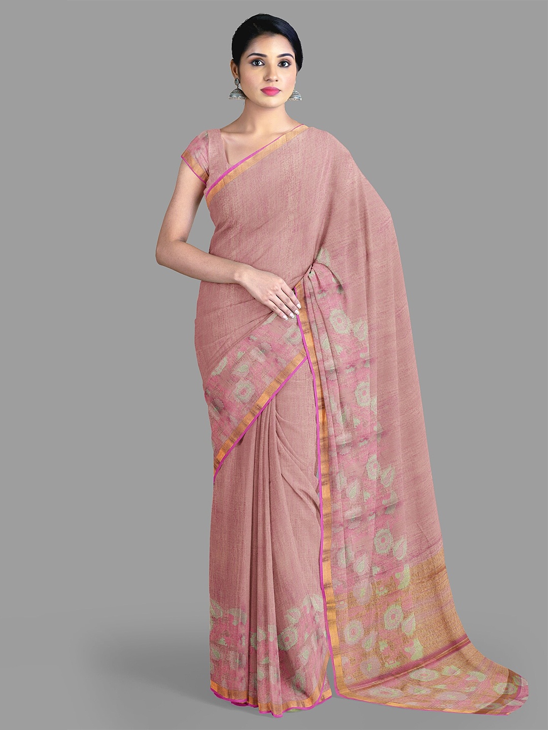 

The Chennai Silks Woven Design Zari Jute Cotton Saree, Pink