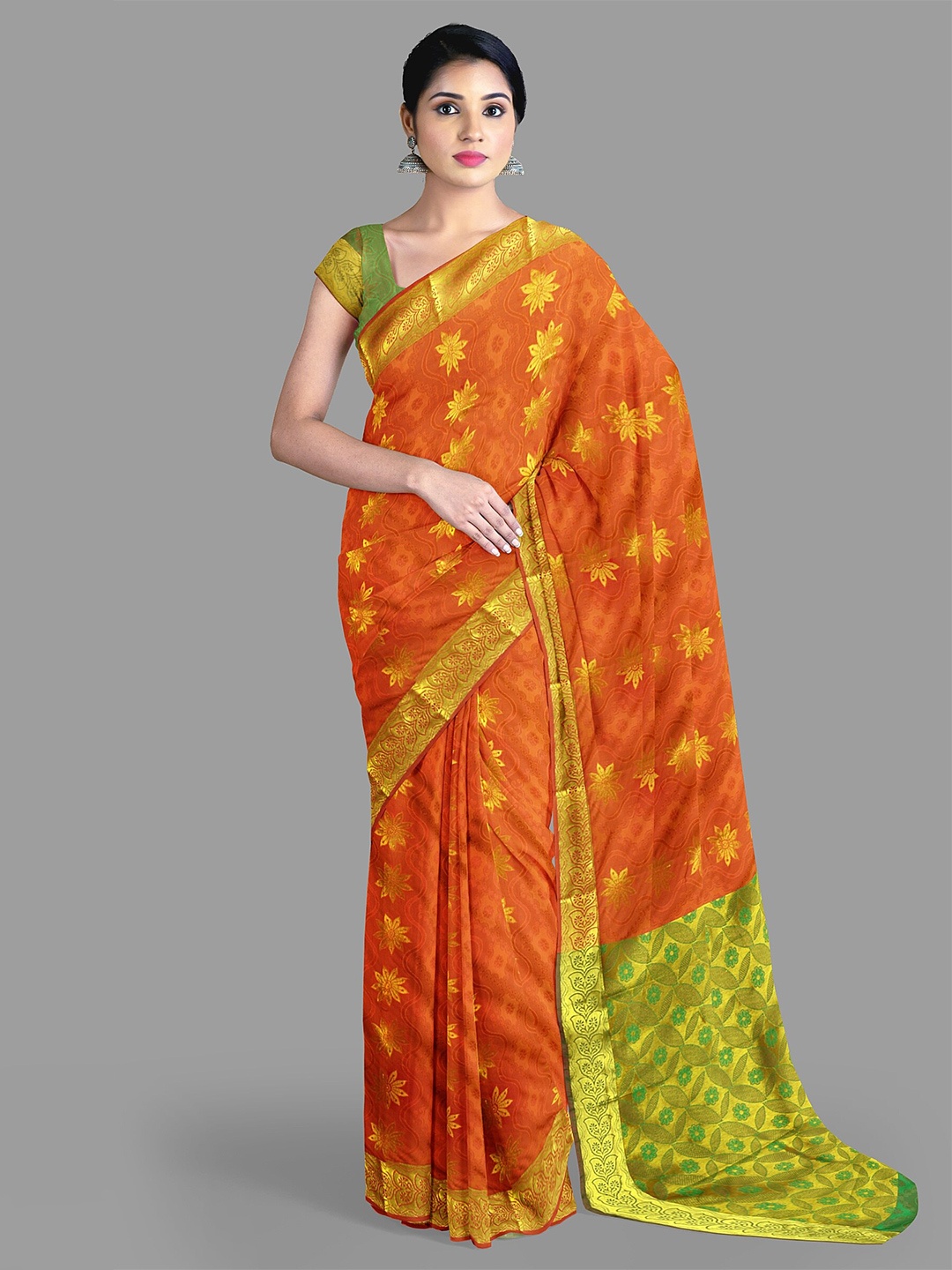 

The Chennai Silks Ethnic Motifs Woven Design Zari Kanjeevaram Saree, Pink