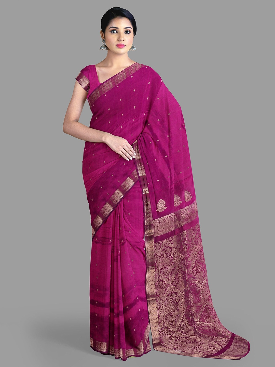 

The Chennai Silks Woven Design Zari Art Silk Kanjeevaram Saree, Magenta