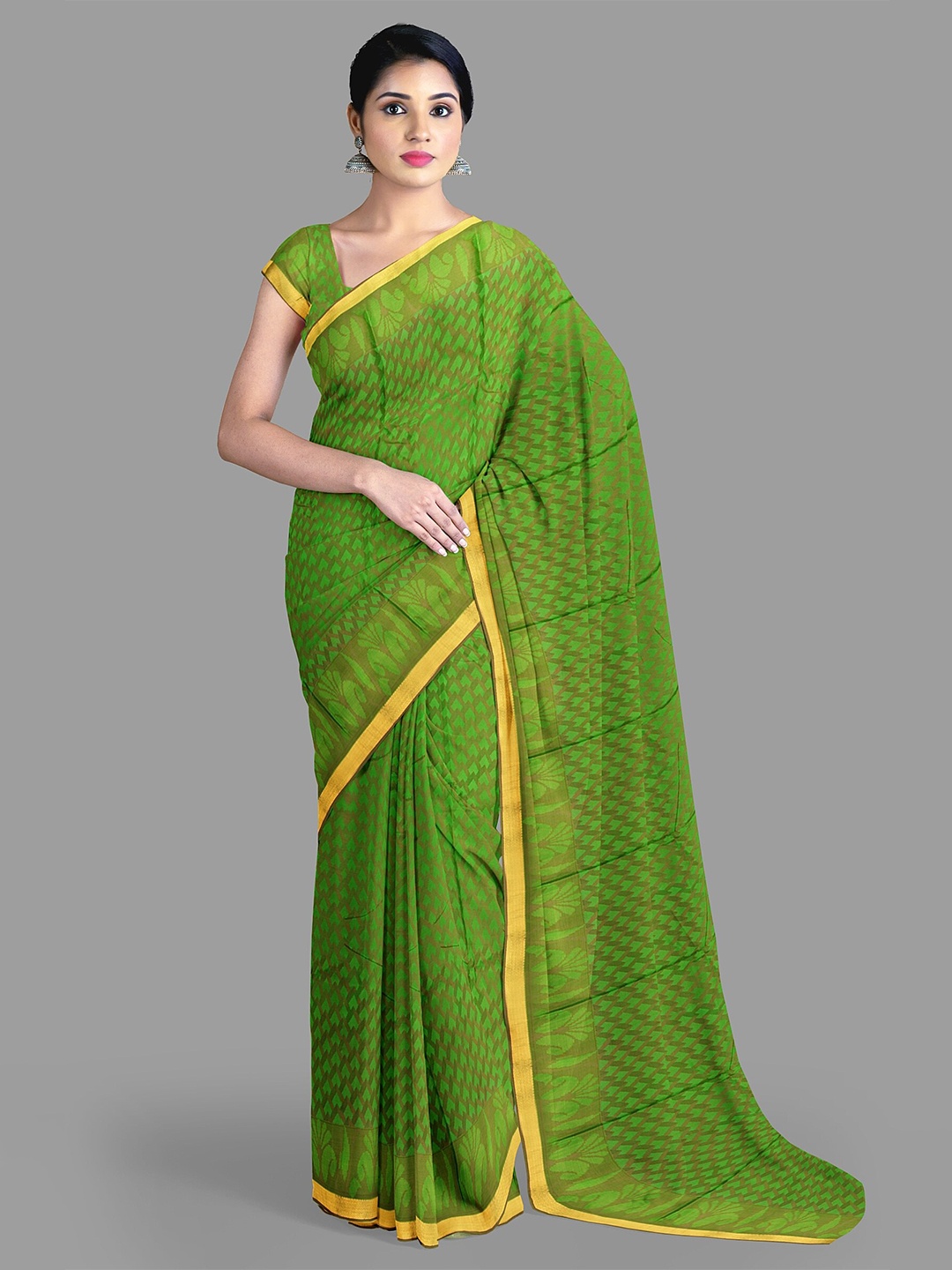 

The Chennai Silks Ethnic Motifs Pure Silk Saree, Green
