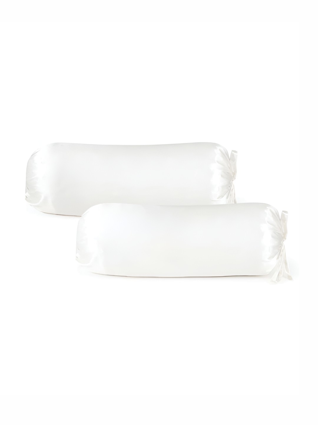 

First Row White 2 Pieces Satin Bolster Covers