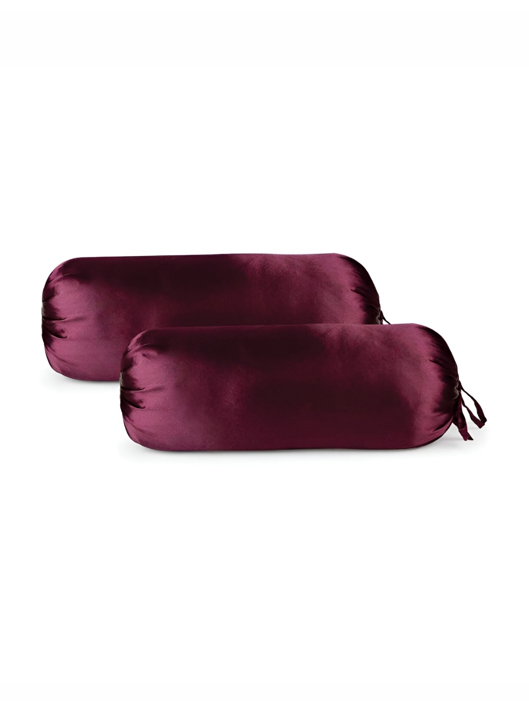 

First Row Maroon 2 Pieces Satin Bolster Covers