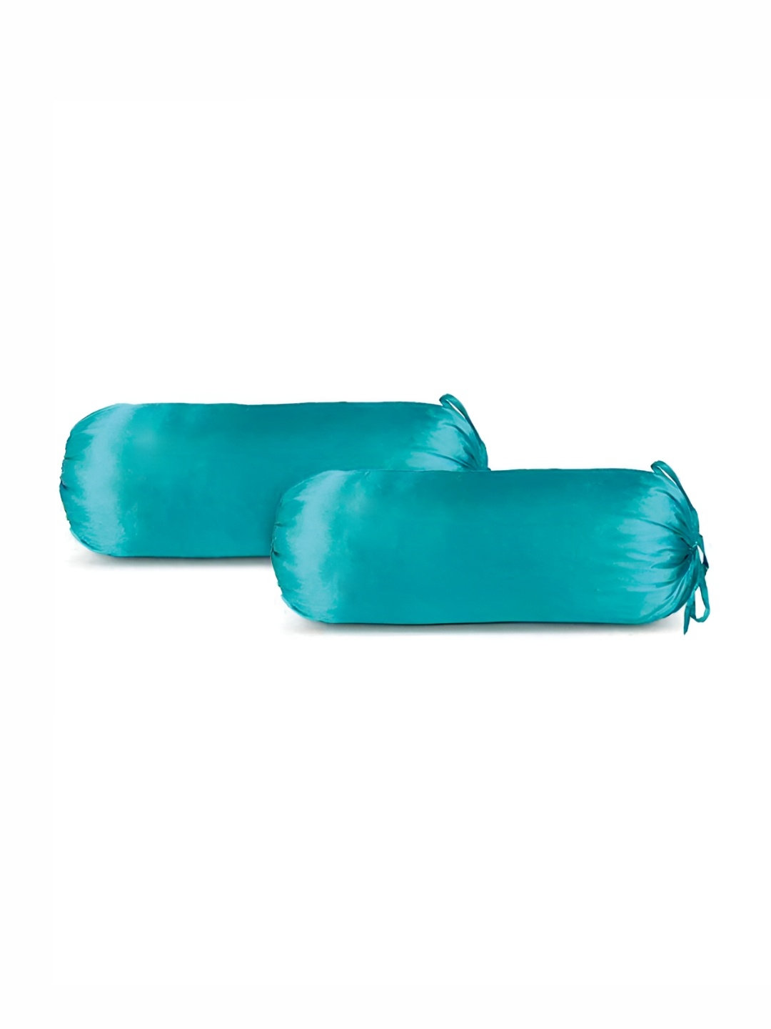 

First Row Green 2 Pieces Satin Bolster Covers