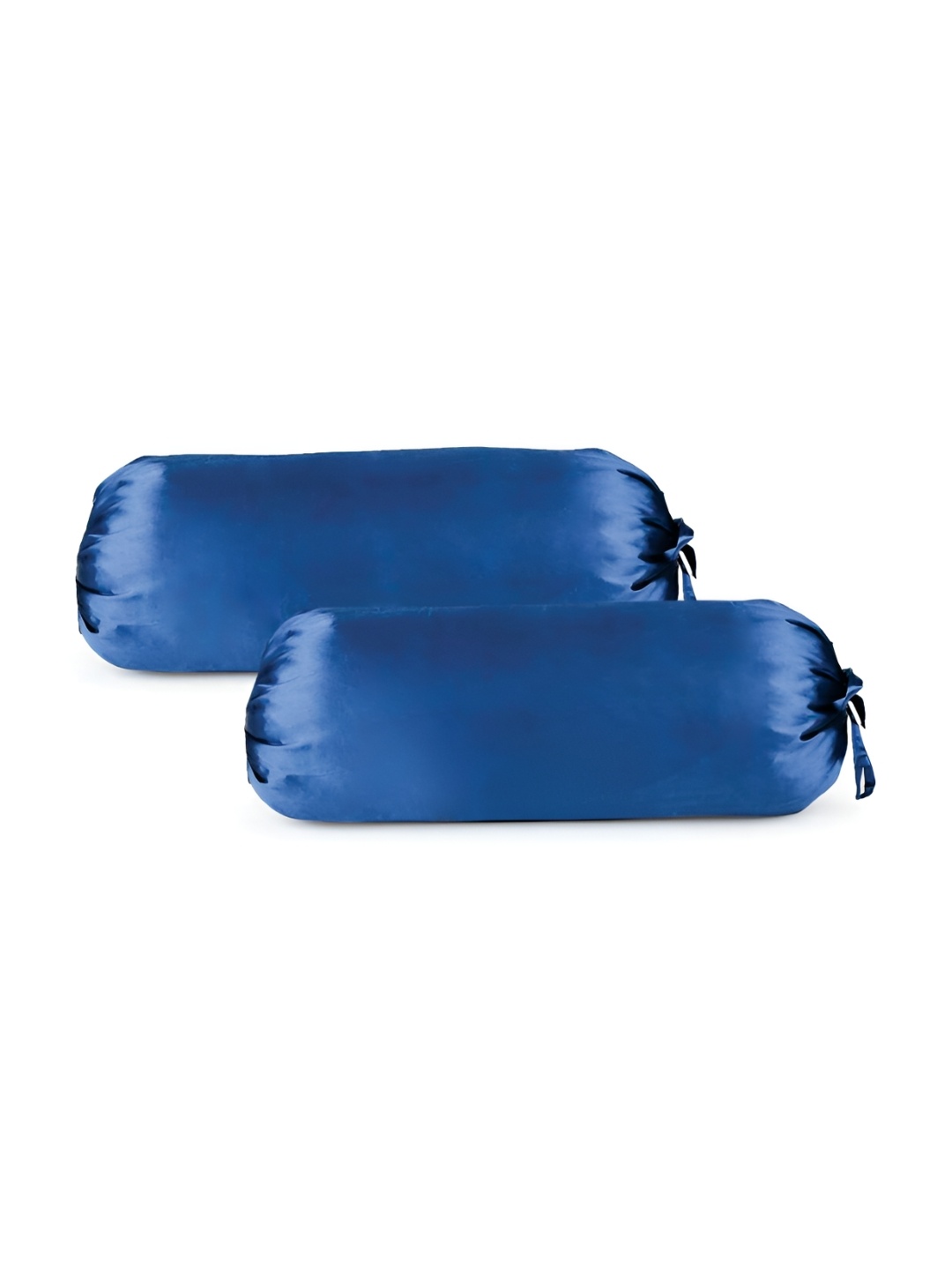 

First Row Blue 2 Pieces Satin Bolster Covers