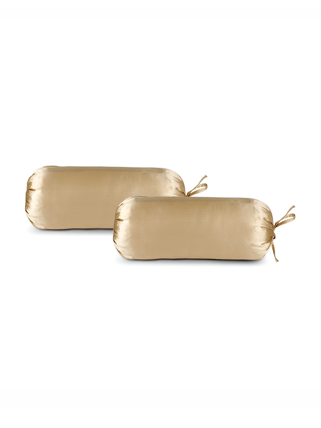 

First Row Gold Toned 2 Pieces Satin Bolster Covers