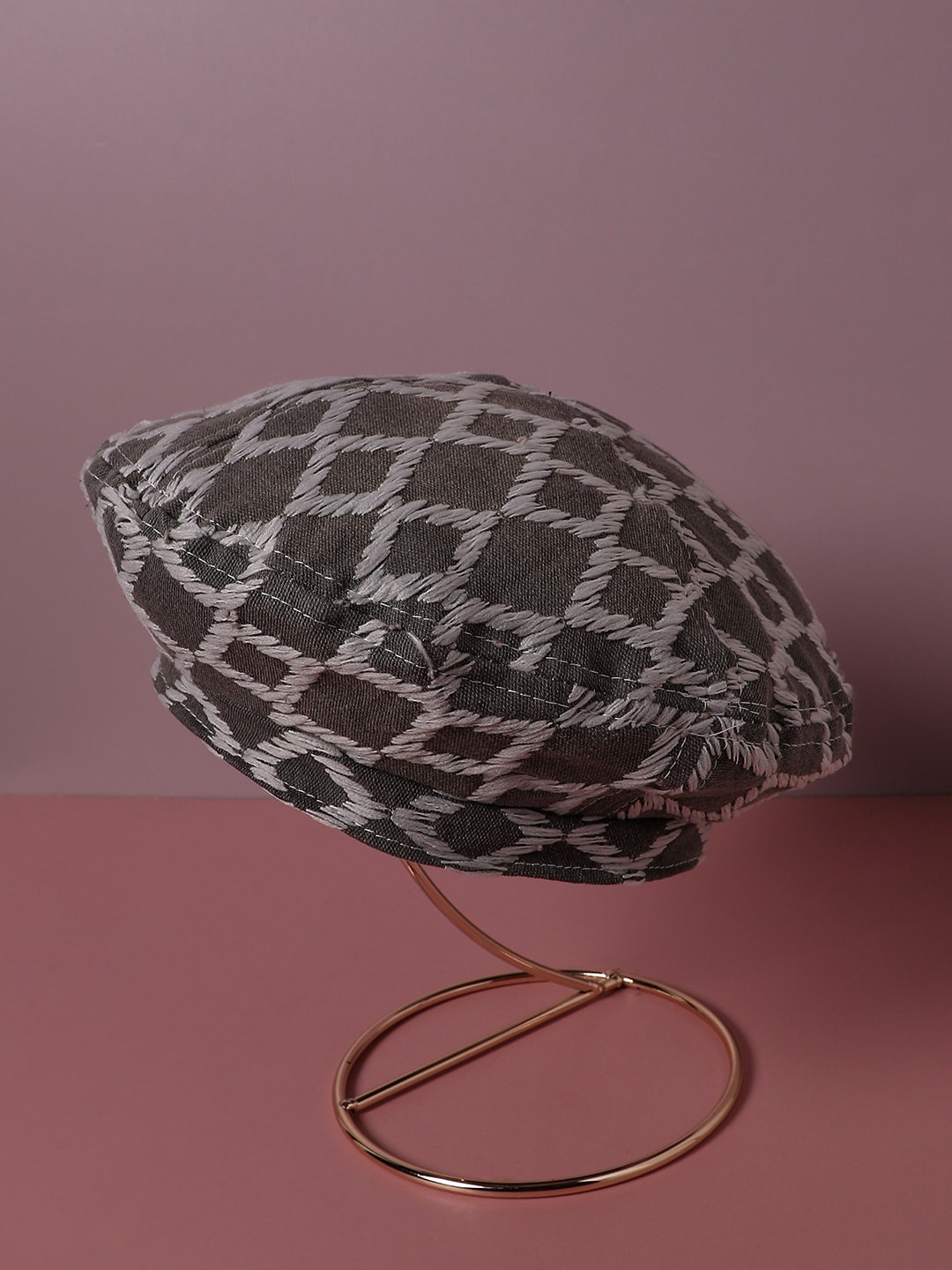 

HAUTE SAUCE by Campus Sutra Women Grey Embroidered Beret Hat