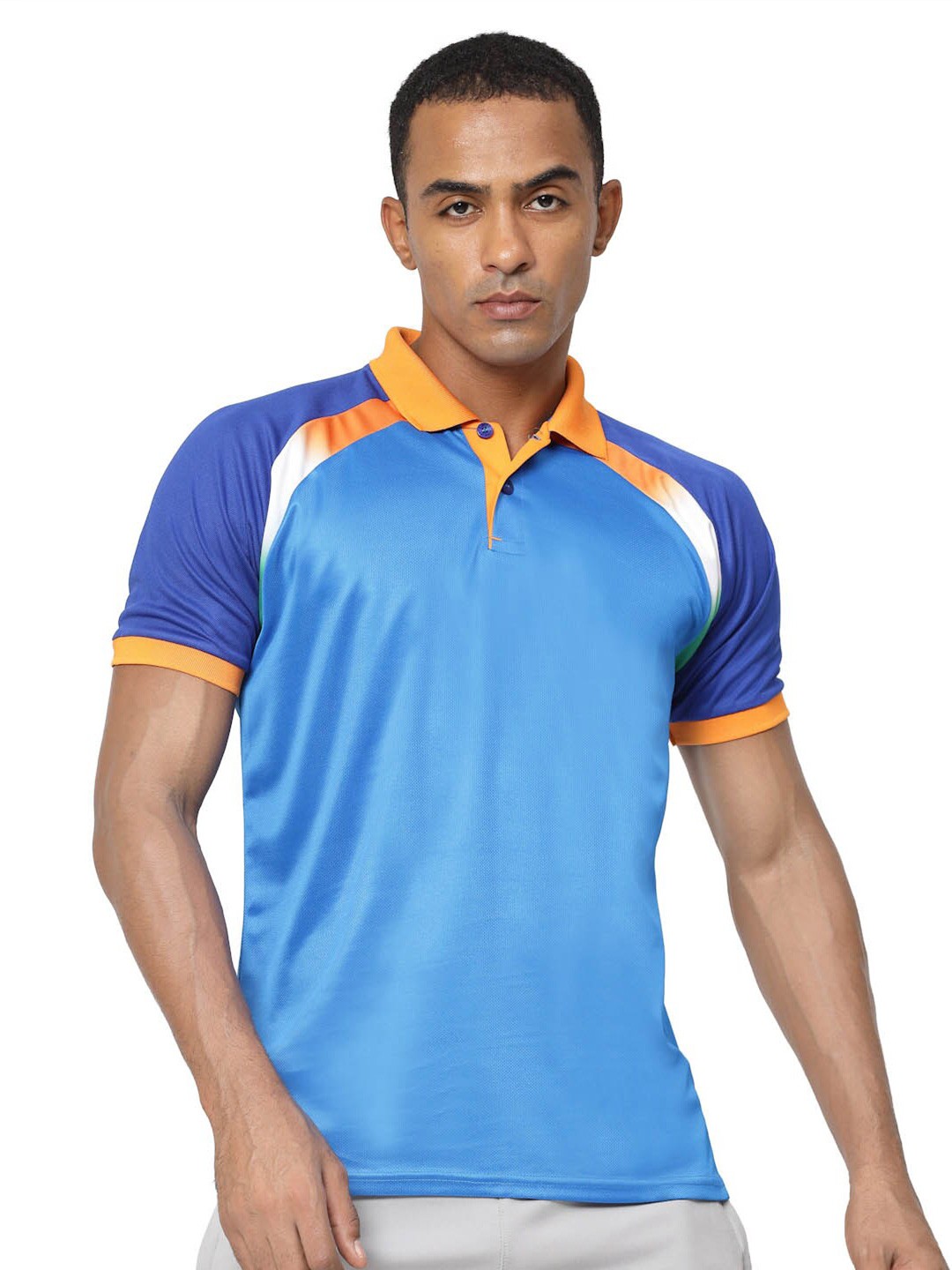 

FUNDOO Polo Collar Slim Fit Short Sleeves Dri-FIT T-shirt, Blue