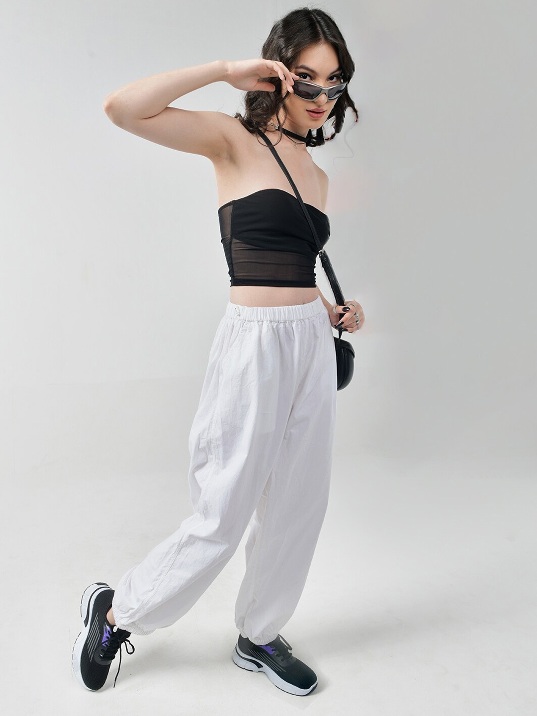 

IZF Crop Top With Parachute Pants, Black