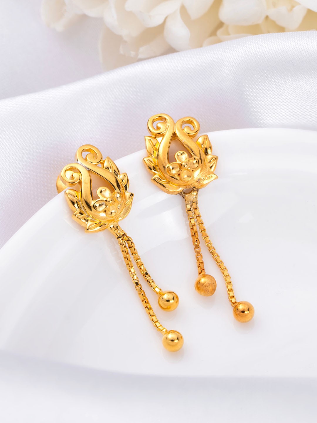 

Zavya Gold-Plated 925 Pure Sterling Silver Drop Earrings