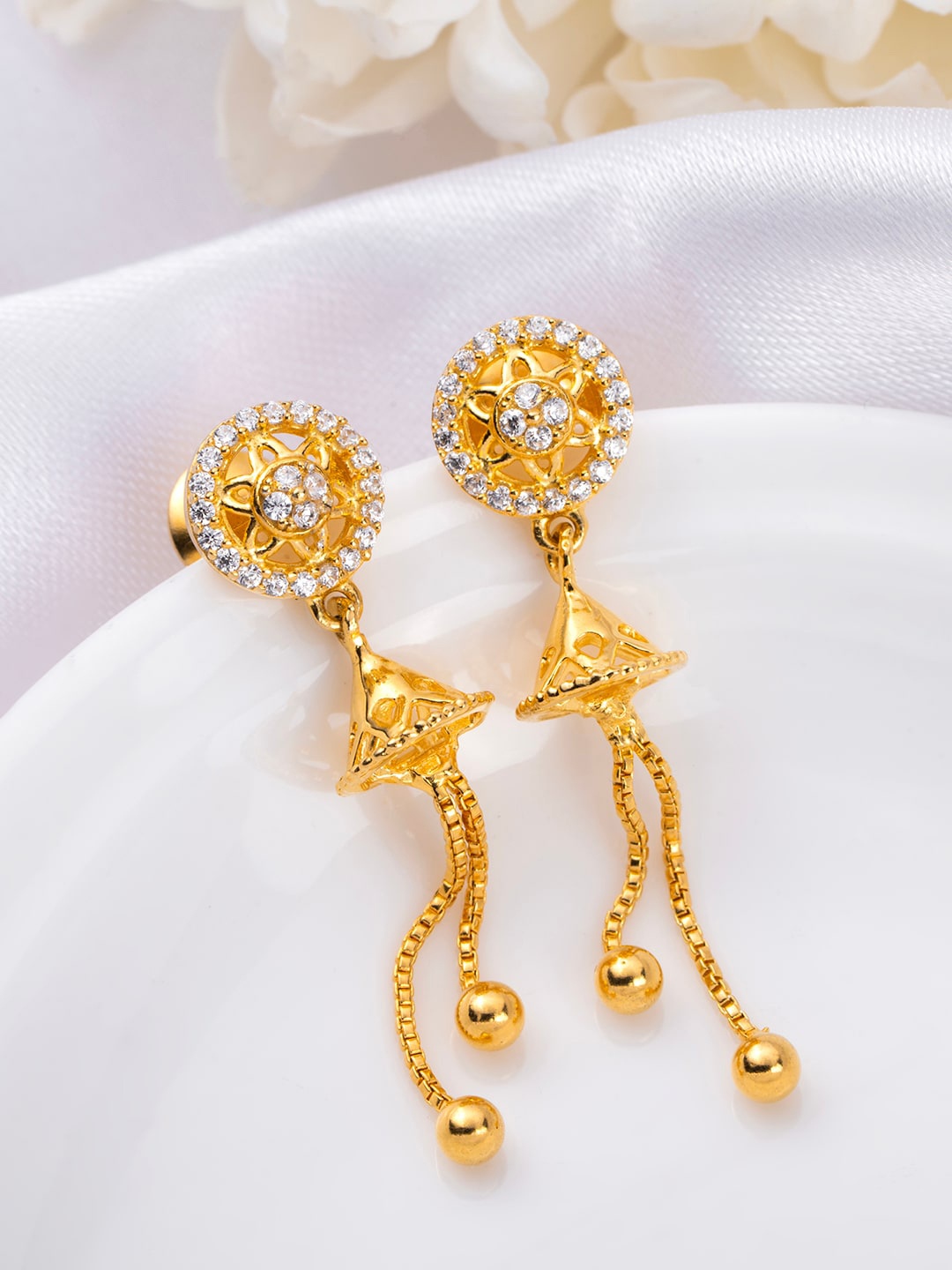 

Zavya Gold-Plated 925 Sterling Silver Cubic Zirconia Drop Earrings