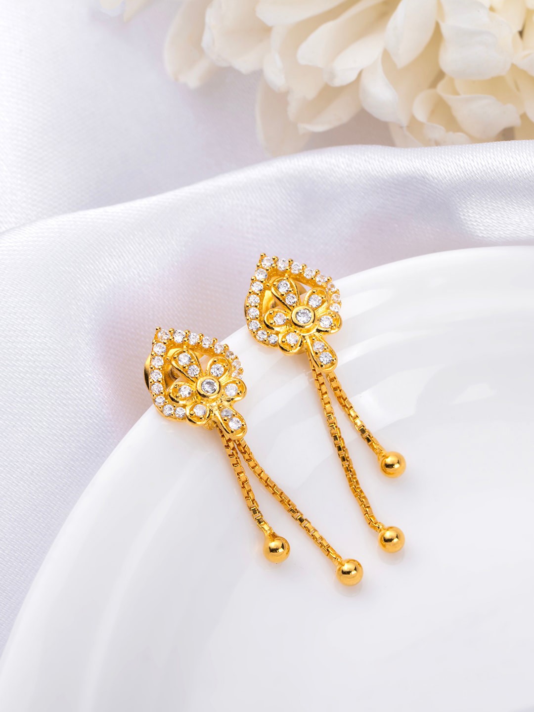 

Zavya 925 Pure Sterling Silver Gold-Plated Contemporary Drop Earrings