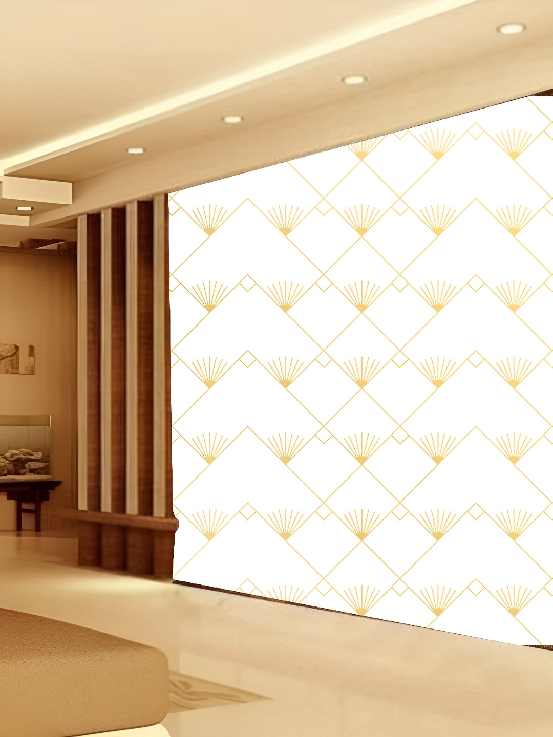 

KSHIRSA White & Beige Printed Self-Adhesive Laminated Wallpaper