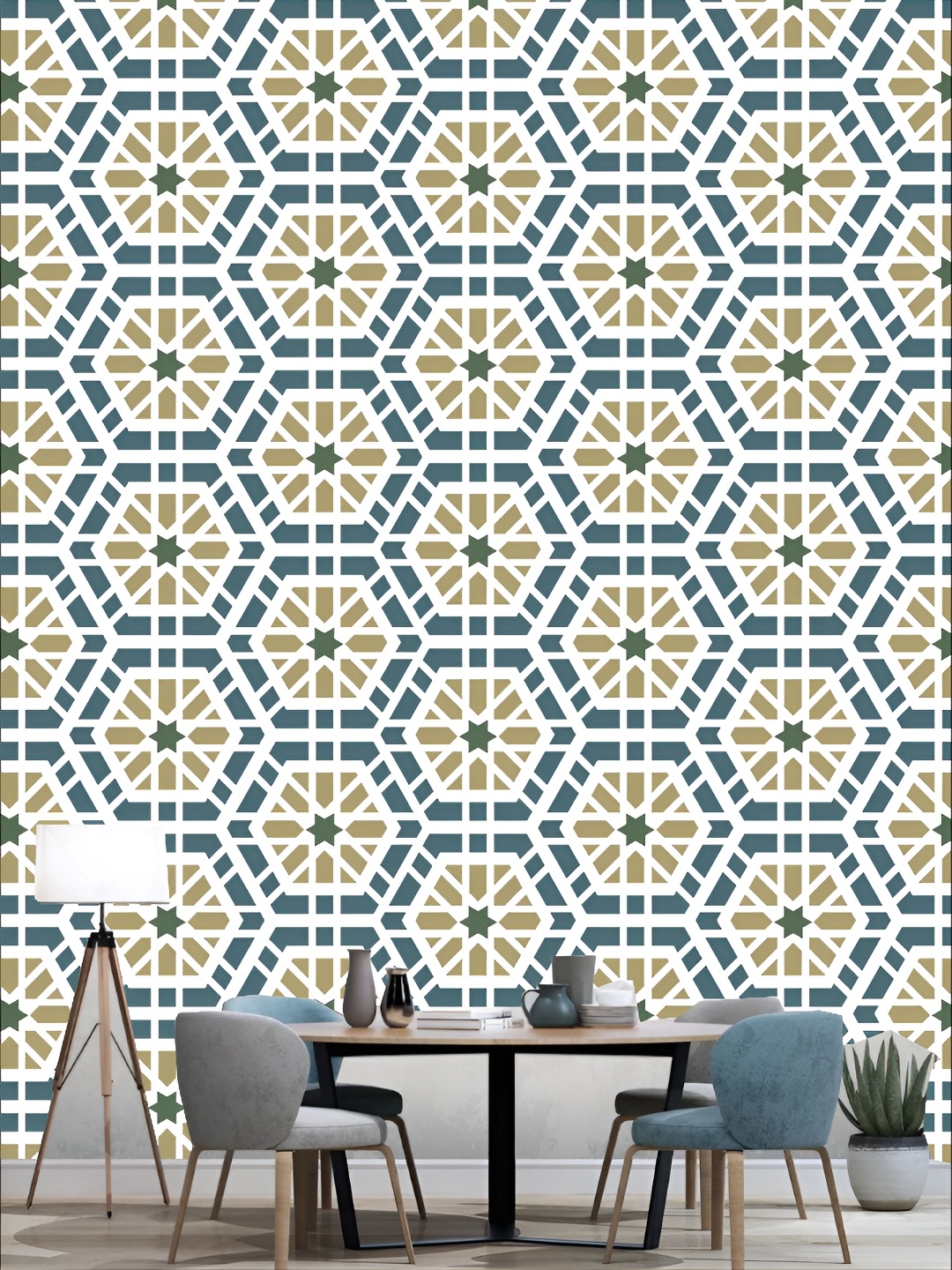 

KSHIRSA White & Blue Printed Self-Adhesive Laminated Wallpaper