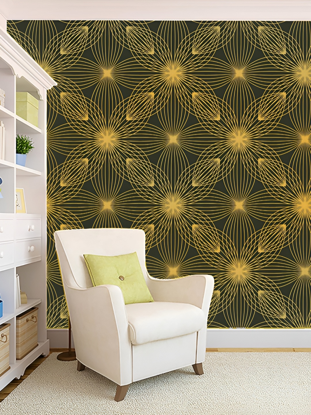 

KSHIRSA Olive Green & Yellow Printed Self-Adhesive Laminated Wall Sticker