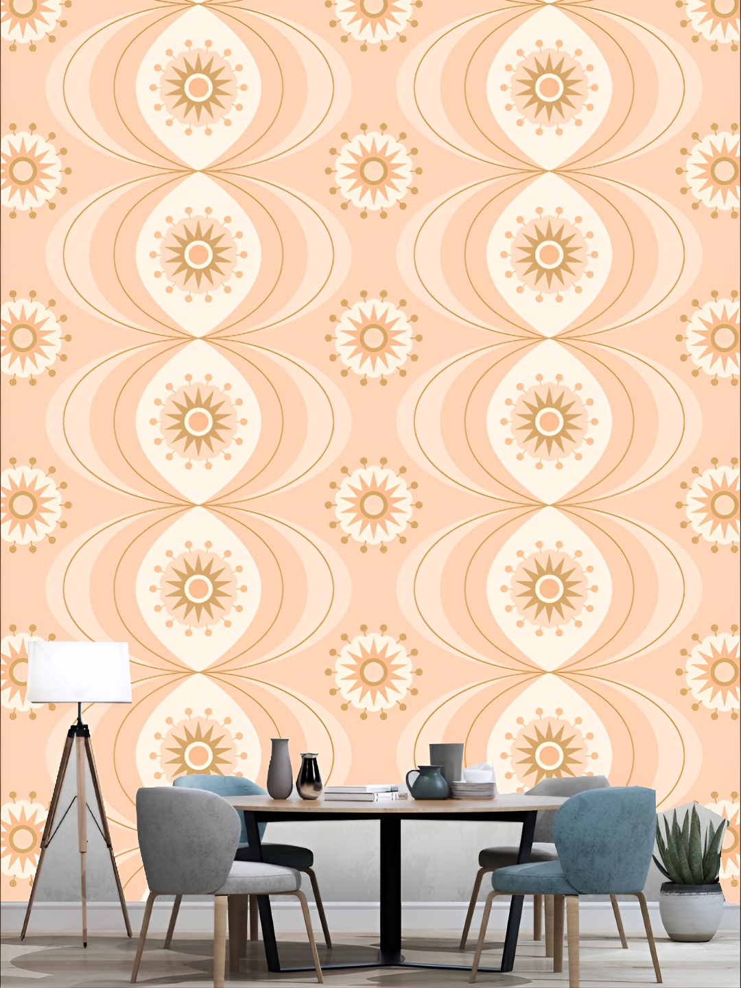 

KSHIRSA Peach colored & Beige Printed Self-Adhesive Laminated 3D Wall Sticker