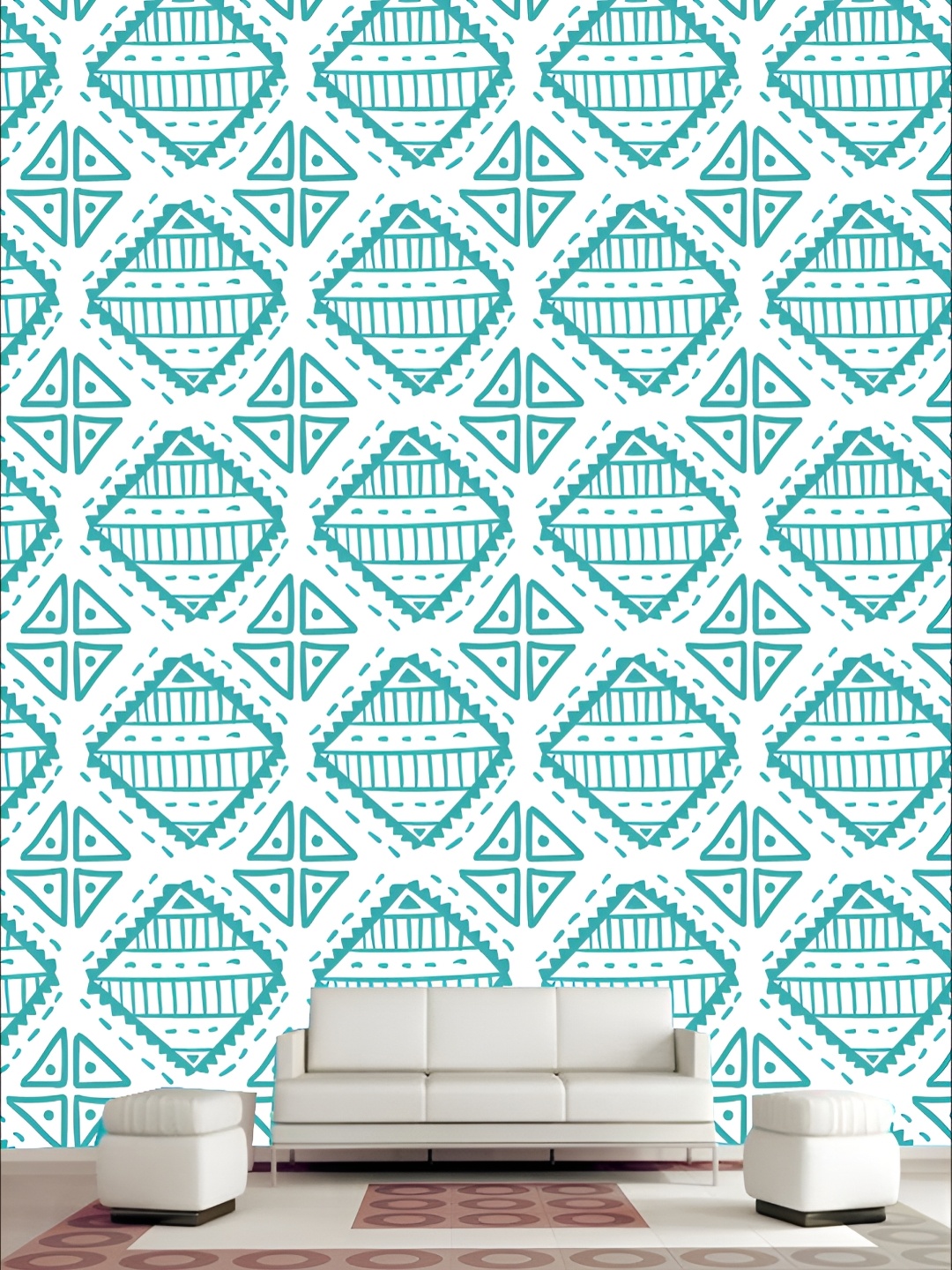 

KSHIRSA White & Blue Printed Self-Adhesive Laminated 3D Wall Sticker