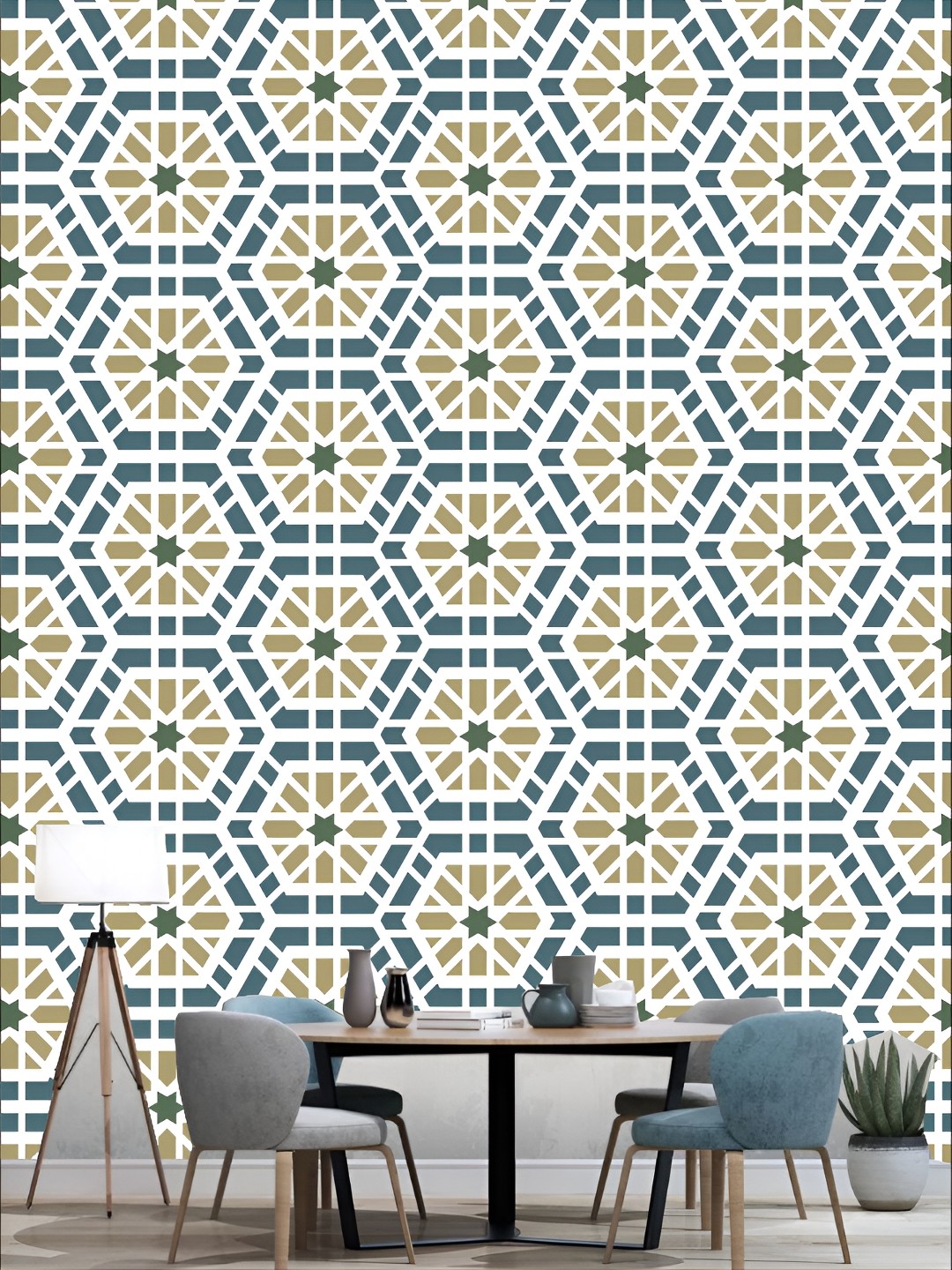 

KSHIRSA White & Blue Printed Self-Adhesive Laminated Wallpaper