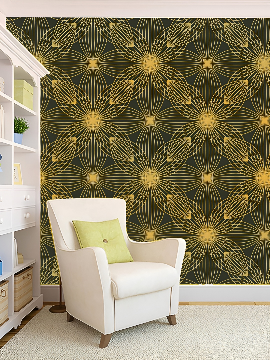 

KSHIRSA Olive Green & Yellow Printed Self-Adhesive Wall Sticker