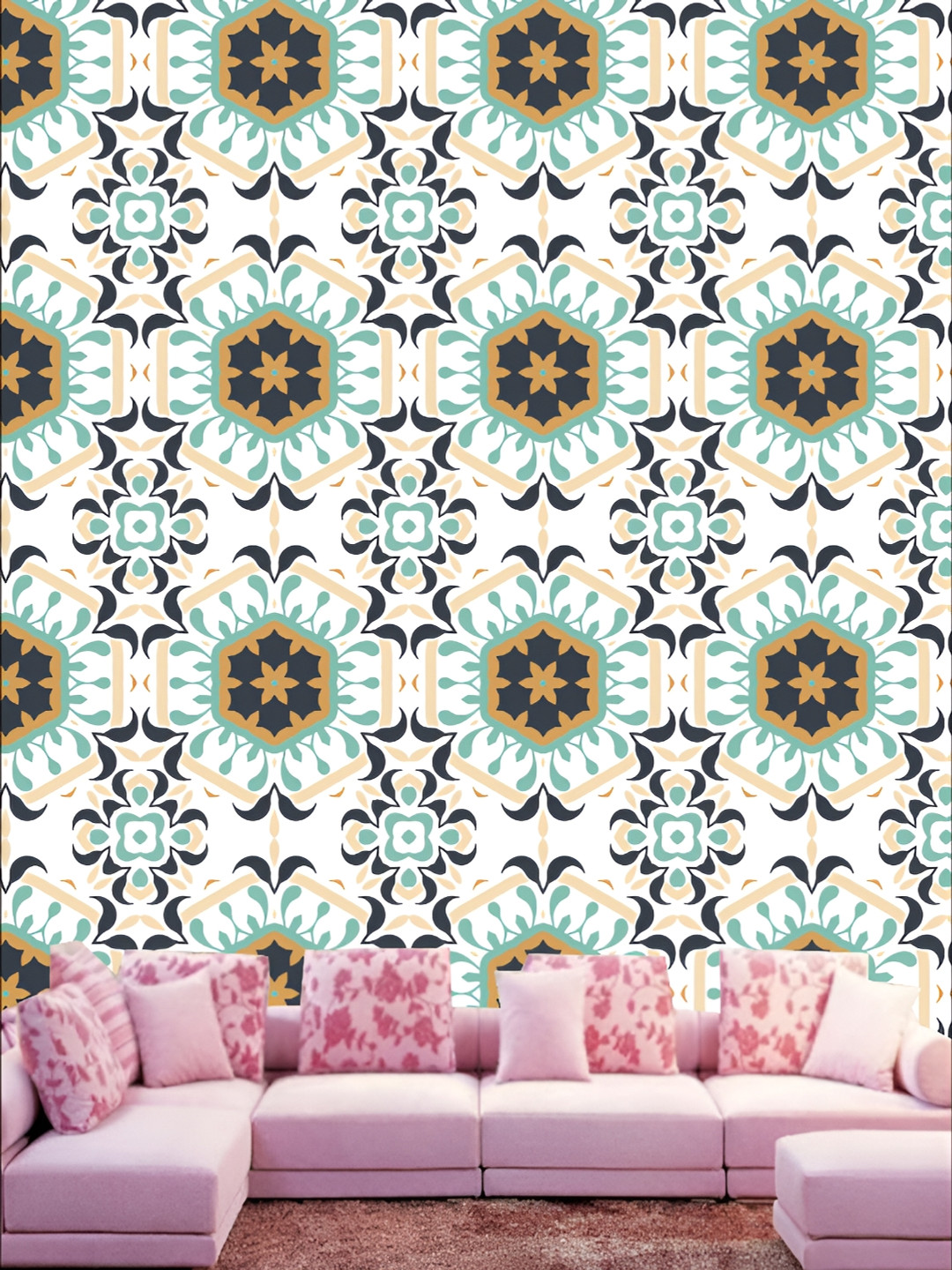 

KSHIRSA White & Blue Printed Self-Adhesive Laminated Wall Sticker