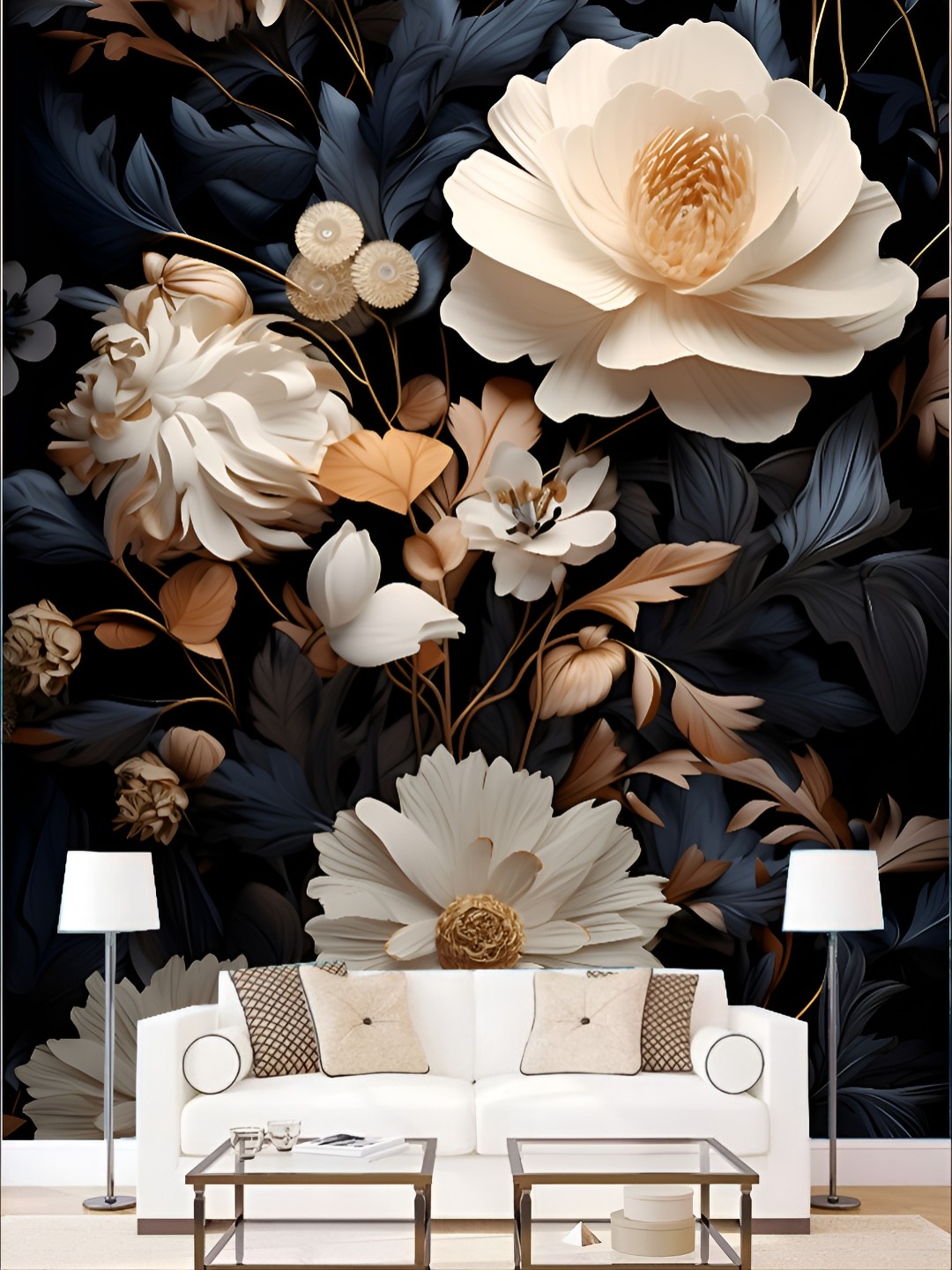 

KSHIRSA Black & Cream Colored Printed Self-Adhesive Laminated Wallpaper
