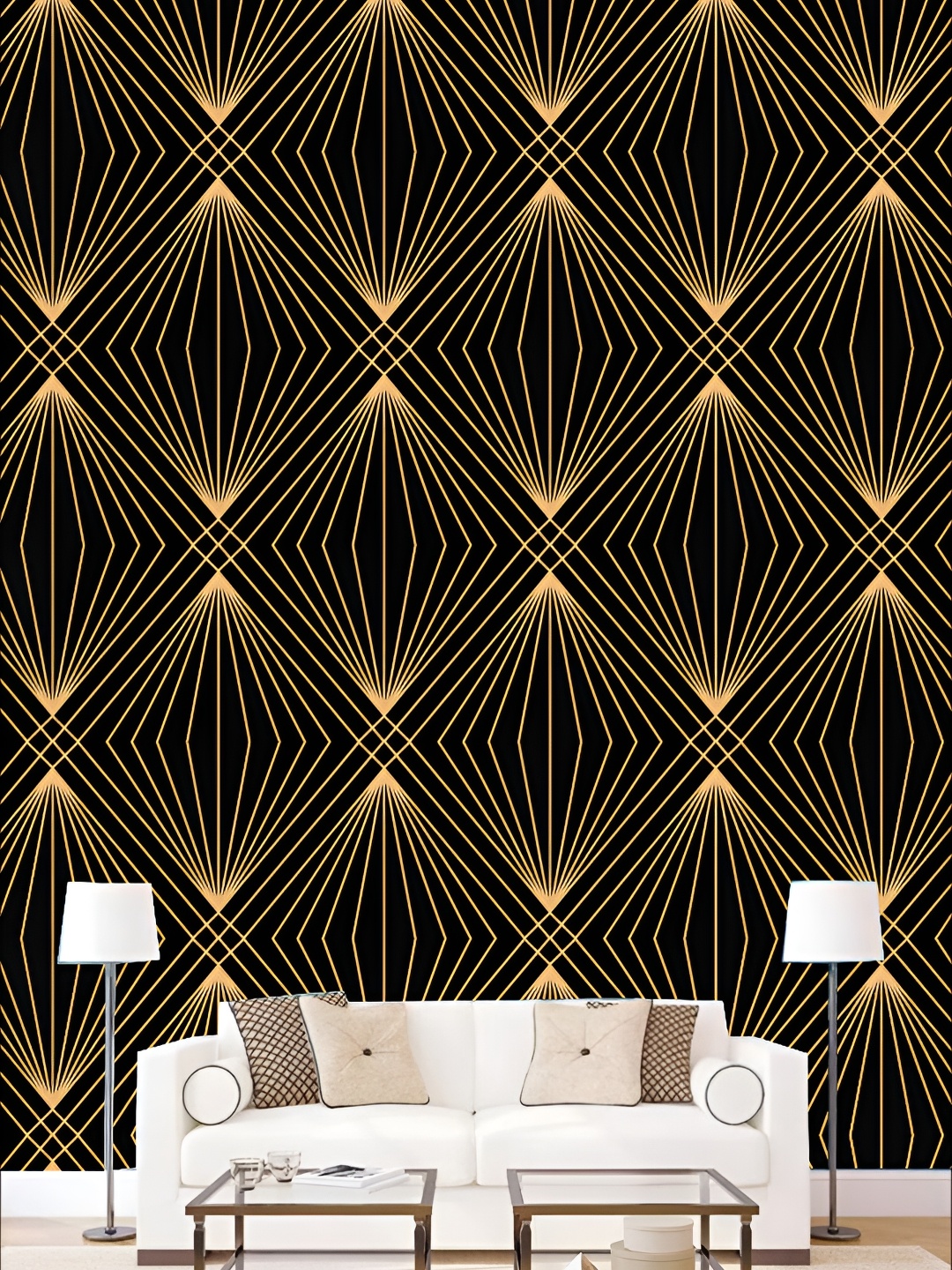 

KSHIRSA Black & Beige Printed Self-Adhesive Laminated Wallpaper