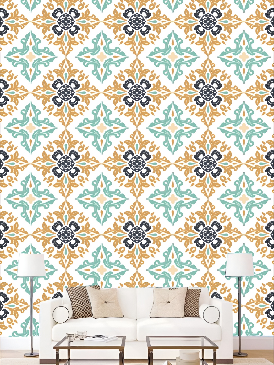 

KSHIRSA White & Blue Printed Self-Adhesive Laminated 3D Wall Sticker
