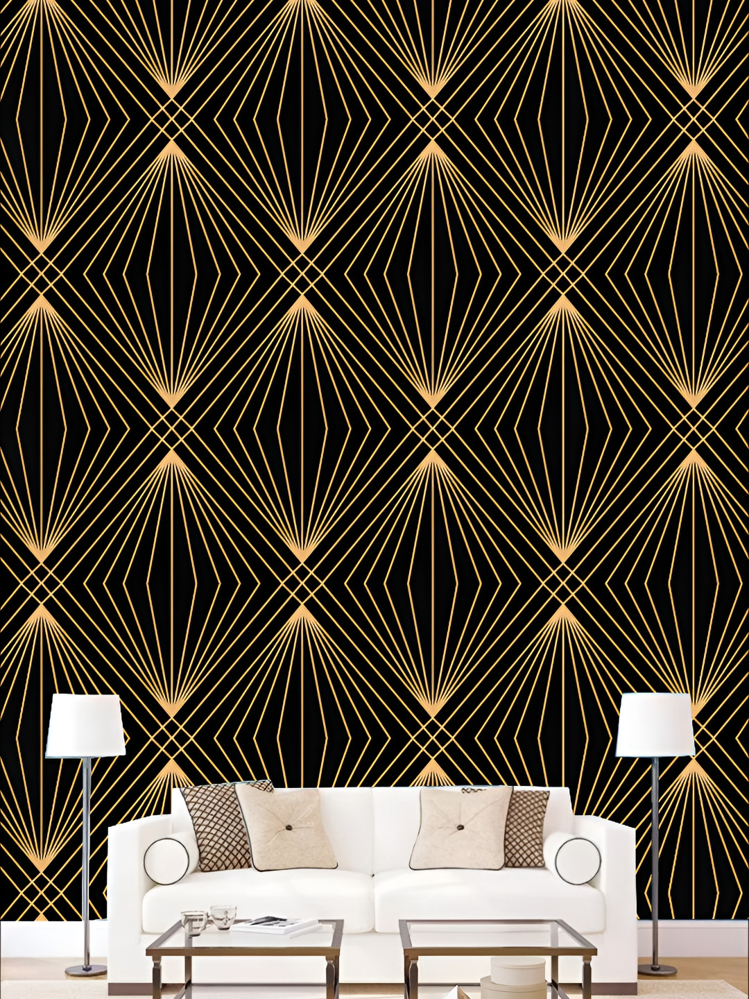 

KSHIRSA Black & Beige Printed Self-Adhesive Laminated Wallpaper