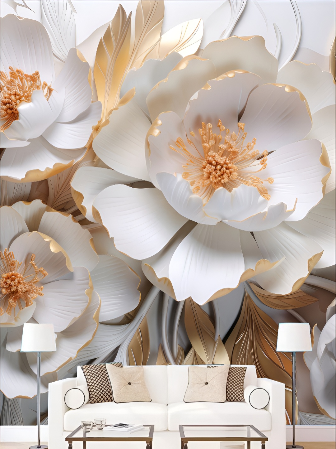 

KSHIRSA White & Beige Printed Self-Adhesive Laminated Wallpaper