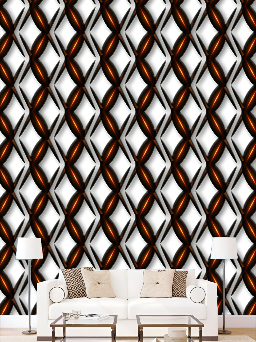 

KSHIRSA White & Black Printed Self-Adhesive 3D Wall Sticker