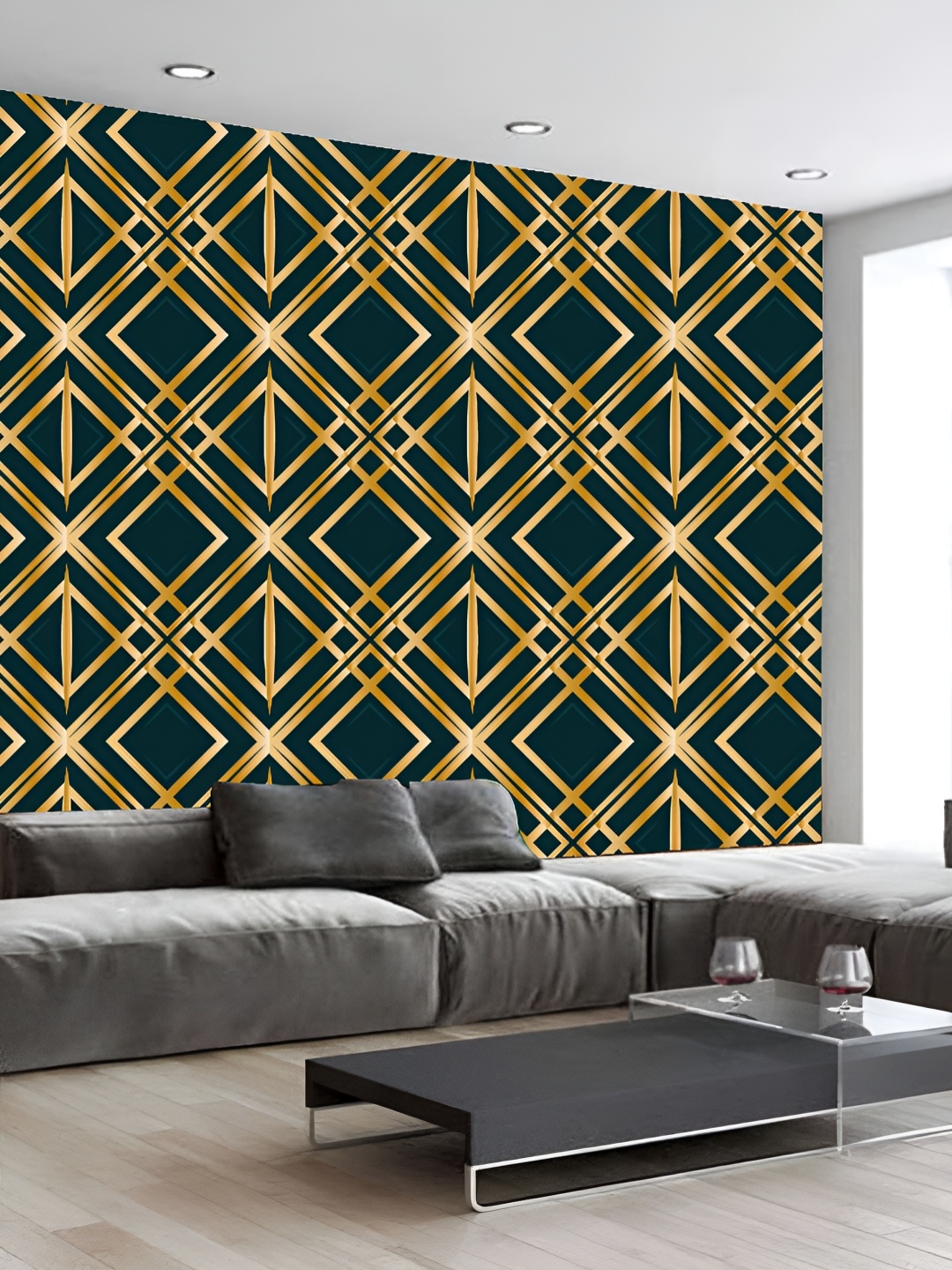 

KSHIRSA Green & Beige Printed Self-Adhesive 3D Wallpaper