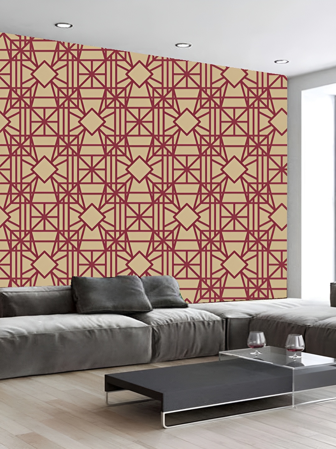 

KSHIRSA Beige & Maroon Printed Self-Adhesive 3D Wall Sticker